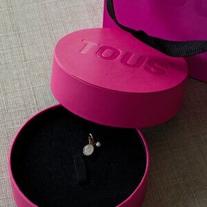 TOUS Rose Quartz & Pearl Gold-Plated Pendant + Pink Gift Box | Vintage